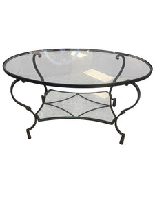 36.5" x 22" x 20" H Bombay Co. Glass & Iron Oval Coffee Table (Imperfect)