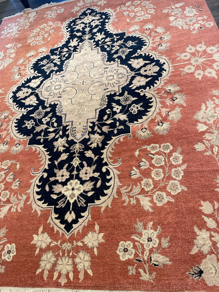 8' x10' ETHAN ALLEN Kaffir Medallion Terracotta Navy Area Rug