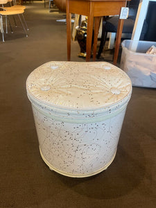 18"W x 16"D x 17"H MCM Gold Speckles Atomic Hamper