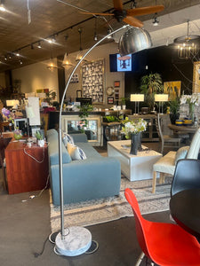 81"H Arc Metal Floor Lamp w/ Marble Base