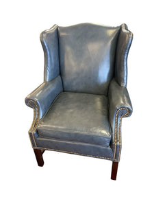 41" H x 31.5" W Old Hickory Leather Nail Head Trim Wing Back Chair