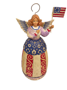 10" Jim Shore Heartwood Creek Jim Shore, God Bless America Resin Angel/Flag