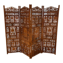 Load image into Gallery viewer, 68&quot;H x 80&quot;L Vintage 4 Panel Wooden Carved Folding Screen
