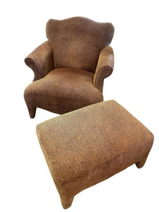 31" W x 36" H SAM MOORE Animal Print Chair & Ottoman 30" x 21" x 17" H