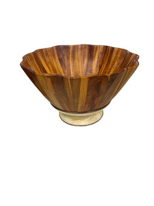 16" Dia. x 9.5" H MacKenzie Childs Laminated Acacia Bowl