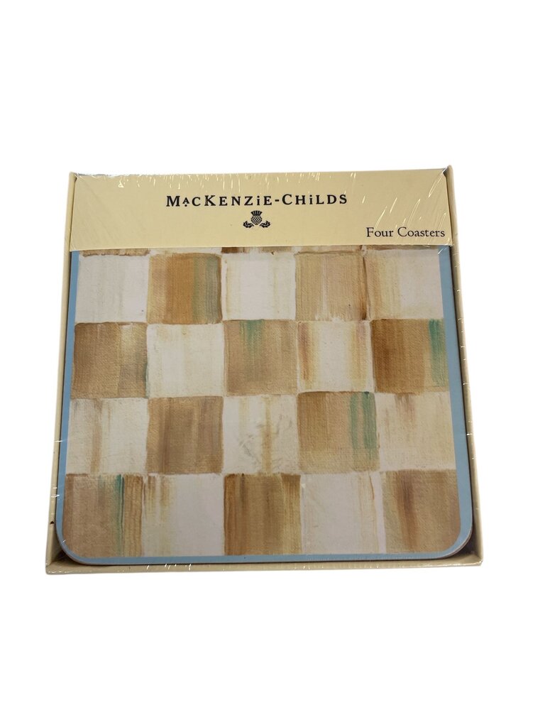 Set of 4 NEW MacKenzie Childs Parchment Paper Coasters