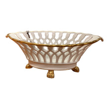 Load image into Gallery viewer, 12" Vista Alegre Oval White &amp; Gilt Bowl w/ Paw Foot made in Portugal
