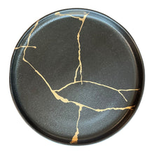 Load image into Gallery viewer, 10&quot; Black &amp; Gold Ceramic &quot;Marble&quot; Dinner Plates Set of 4 from JL Showhouse
