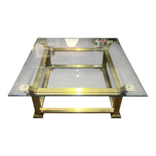 Load image into Gallery viewer, 40"Sq x 16"H Glass &amp; Brass Coffee Table Imperfect
