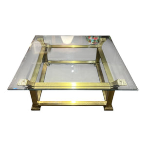 40"Sq x 16"H Glass & Brass Coffee Table Imperfect