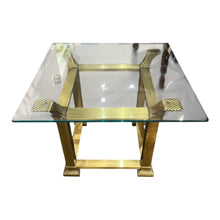 Load image into Gallery viewer, 28"Sq x 21"H Glass &amp; Brass End Table Imperfect
