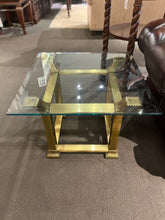 Load image into Gallery viewer, 28"Sq x 21"H Glass &amp; Brass End Table Imperfect
