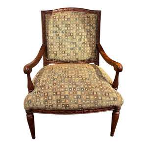 39.5"H x 29"W x 26"D Upholstered Square Print Arm Chair