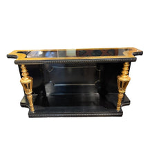 Load image into Gallery viewer, 61"L x 17"D x 30"H Neoclassical Black and Gold Leaf Console Table
