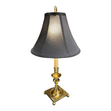 Load image into Gallery viewer, 21.75&quot; Brass Candlestick Lamp w/ Black Shade
