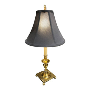 21.75" Brass Candlestick Lamp w/ Black Shade