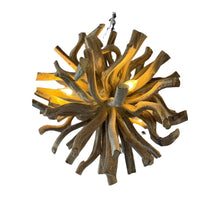 Load image into Gallery viewer, 38&quot; H x 20&quot; Dia. ETHAN ALLEN Minetto Wood Chandelier
