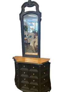 38" x 13" x 31" H Mirror- 49" L x 19" W Drexel Cabinet w/ Mirror