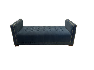 75" L x 30" W x 29" H Blue Day Bed w/ Gold Nail Head Trim