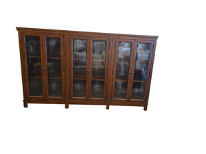 85" x 18" D x 51" L Bassett 3 Part Bookcase w/ Glass Doors