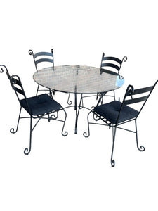 48" Pier 1 Imports Glass Black Wrought Iron Table w/ 4 Chairs