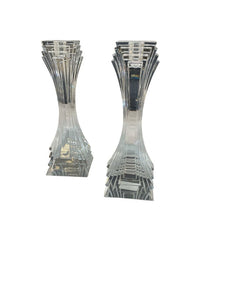 10" Pair of Crystal Candle Stick Holders Art Deco