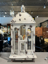 Load image into Gallery viewer, 25.5&quot; Rustic White Distressed Bird Cage
