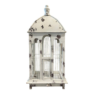 25.5" Rustic White Distressed Bird Cage