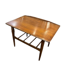 Load image into Gallery viewer, 30&quot;W x 21.5&quot;D x 20.5&quot;H MCM Walnut Surfboard Side Table
