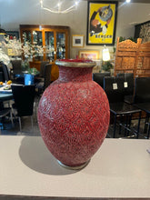 Load image into Gallery viewer, 15&quot; Vintage Red Vase w/ Metal Trim
