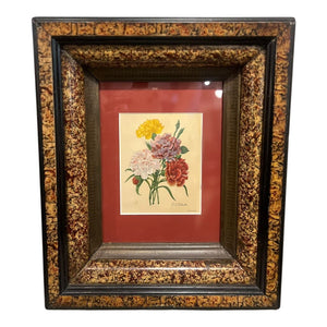 10.5" x 12.5" Vintage "Carnations" Lithograph by P.J. Redoute