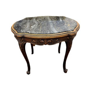 23"W x 19"D x 18.5"H Antique Portoro Marble Louis XV Style Side Table