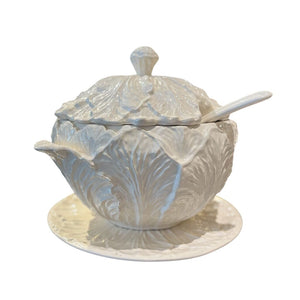 11" Vintage Whittier Pottery Large Cabbage Leaf Soup Tureen