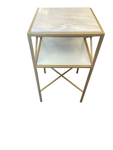 26" H x 15" x 15" Gold Metal Table w/ Marble Top