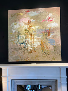 54"Sq The Beach Abstract Painting by Peter Fowler signed 2008