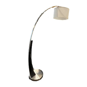 73"H Black & Silver Arc Lamp w/ White Shade