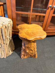 13.5"Dia x 15"H Live Edge Natural Wood Stool