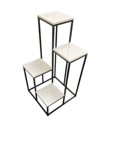 Dec Mode 16" x 16" x 31" 4 Tier White Marble Plantstand