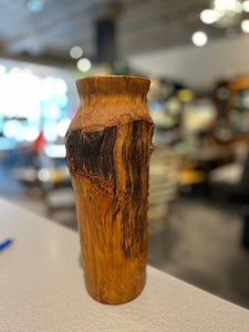 12" Hand Carved Wooden Vase