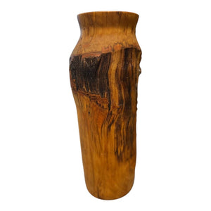 12" Hand Carved Wooden Vase