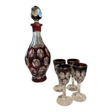 Load image into Gallery viewer, 10.5&quot; Bohemian Ruby Red Crystal Cordial Set
