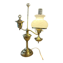 Load image into Gallery viewer, 24&quot; Vintage Electrified Oil Lamp w/ Milk Glass Shade
