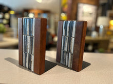 Load image into Gallery viewer, 8&quot; Jane &amp; Gordon Martz Ceramic &amp; Walnut Bookends PAIR
