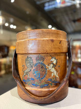 Load image into Gallery viewer, 14&quot; Antique English Painted Leather Cordite Courier Bucket
