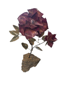 14" Metal Steve Anderson Rose Decor Piece
