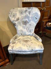 Load image into Gallery viewer, 41"H x 27"W x 21"D ETHAN ALLEN Gillian Host Chair w/ Floral &amp; Velvet Upholstery
