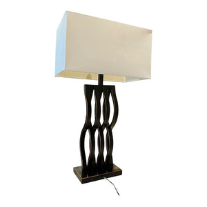 32'H Wavy "Bronze" Table Lamp w/ White Shade