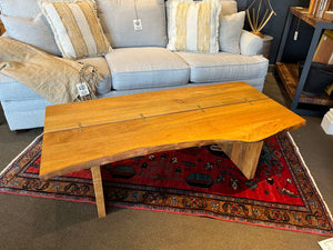 52"L x 26.5"D x 17"H Double Live Edge Coffee Table