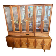 Load image into Gallery viewer, 69.5&quot;H x 66&quot;L x 19&quot;D Ramseur MCM Walnut China Cabinet/ Hutch
