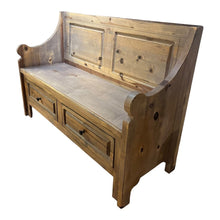 Load image into Gallery viewer, 50.5&quot;L x35&quot;H x 19&quot;D Knotted Pine Bench w/ 3 Drawers

